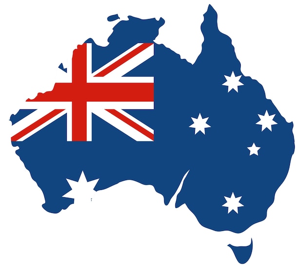 Australian flag in Australia map shape