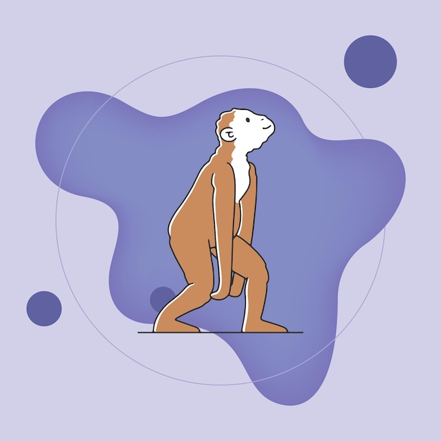 Free Vector australopithecus monkey flat vector illustration