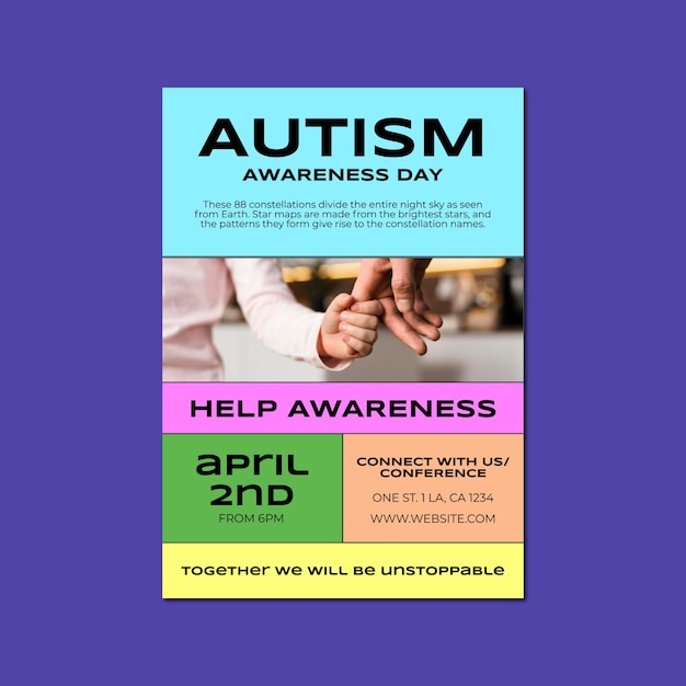 Autism awareness day poster template design