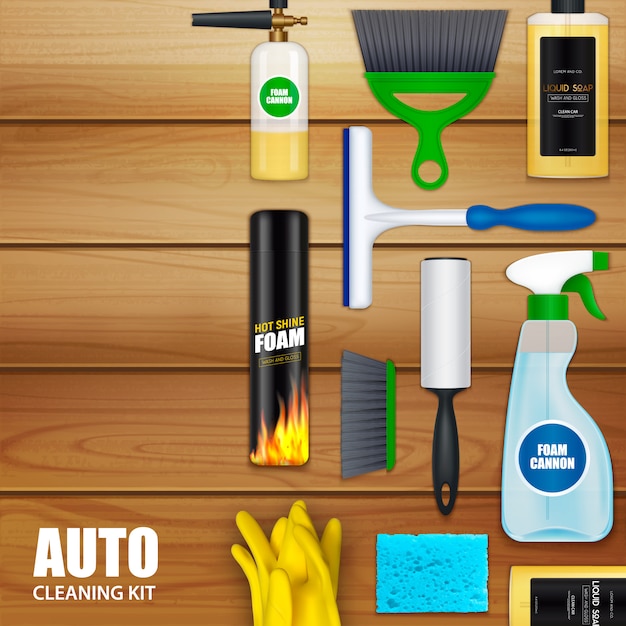 Free vector auto cleaning set