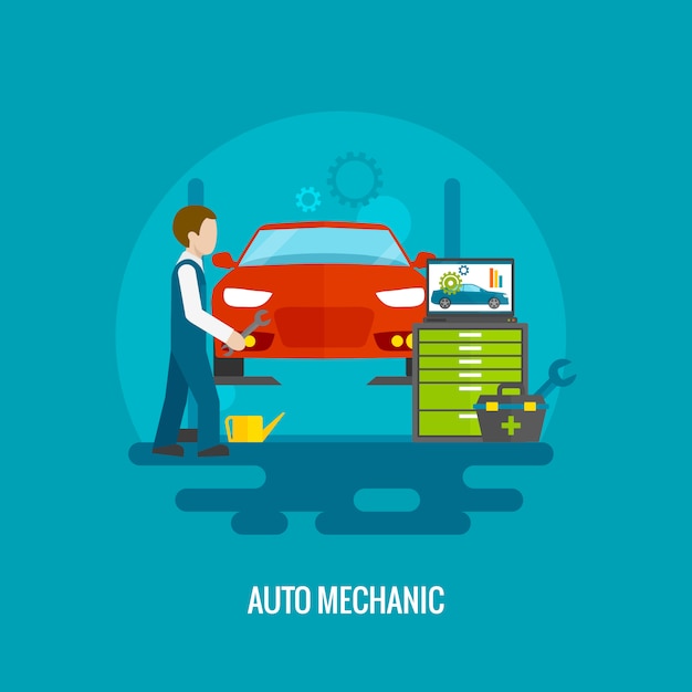 Free Vector auto mechanic flat