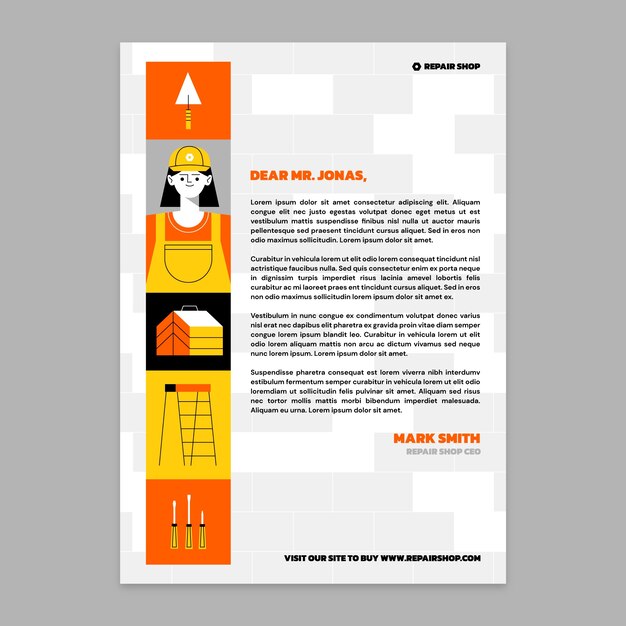 Auto repair shop business and service letterhead template