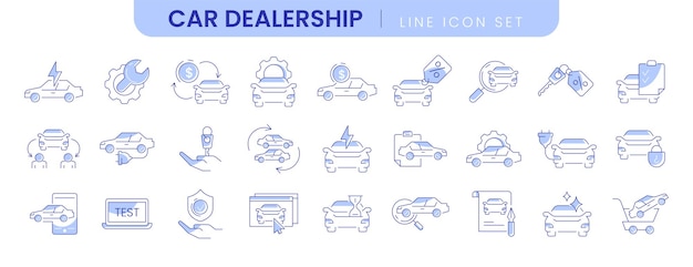 Free vector auto sale dealership thin line icons automotive industry linear symbols