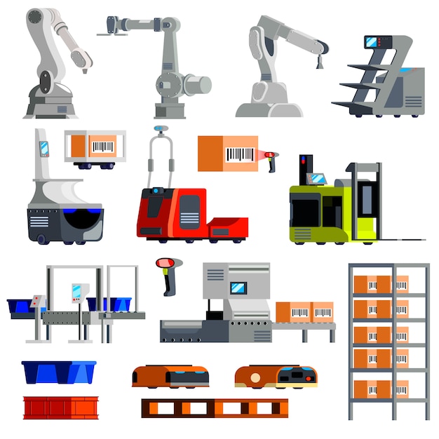 Free Vector automated warehouse equipment