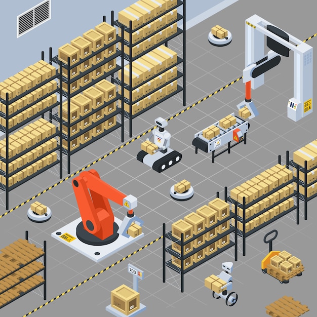 Automatic Logistics  Delivery Isometric composition 