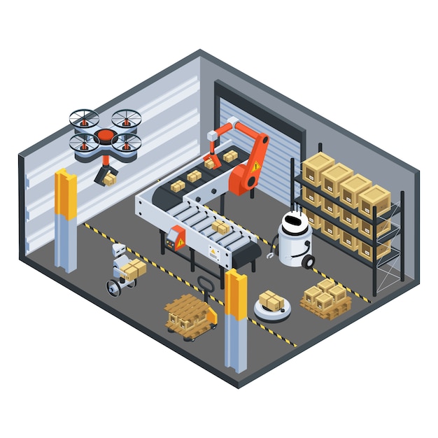 Automatic Logistics  Delivery Isometric composition 