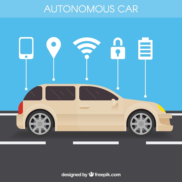 Autonomous car concept with flat design