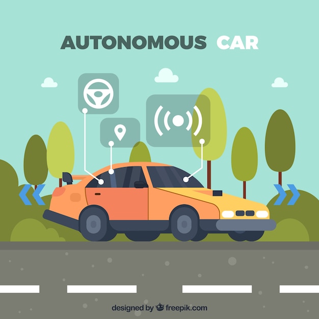 Autonomous car concept with flat design