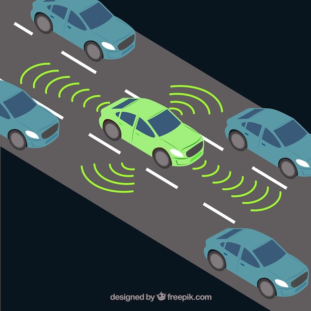 Free Vector autonomous car concept with flat design