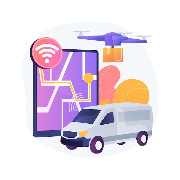 Autonomous delivery abstract concept illustration