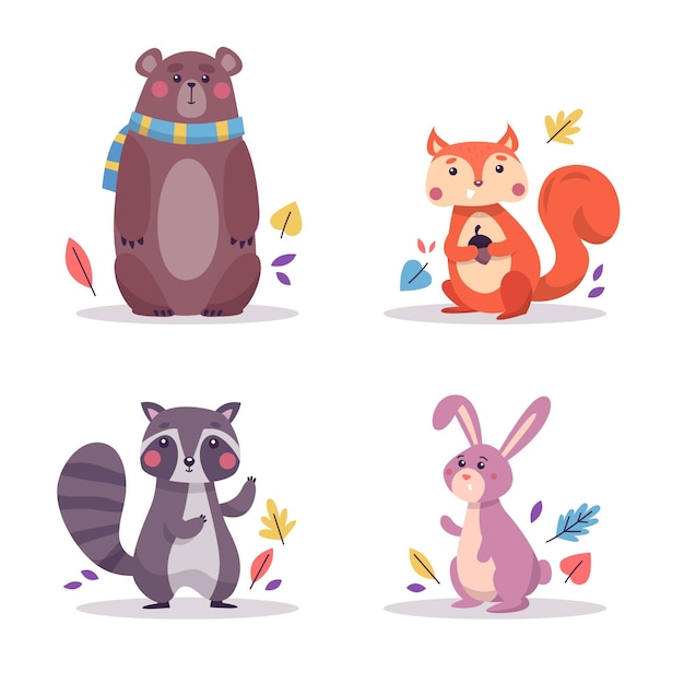 Autumn animals collection