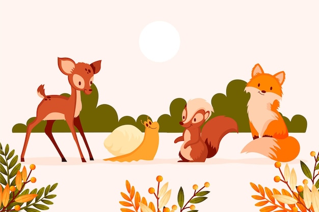 Free Vector autumn animals collection