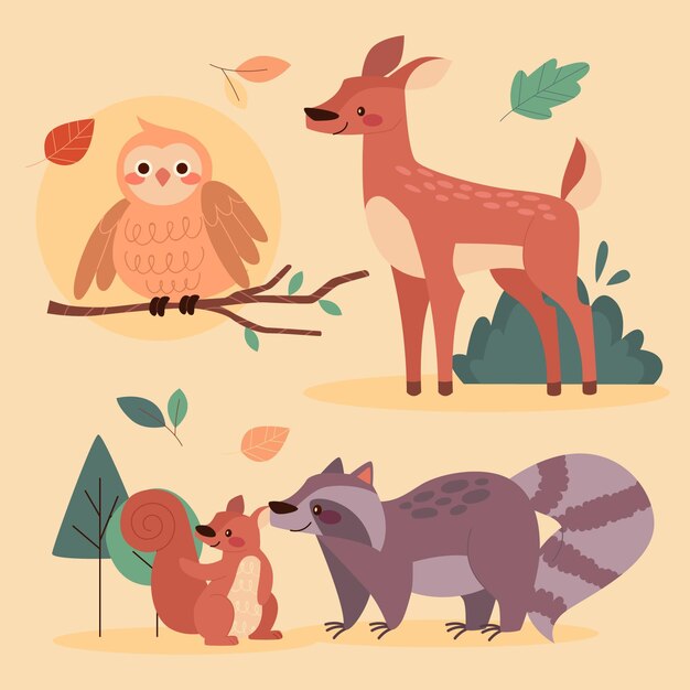 Autumn animals collection