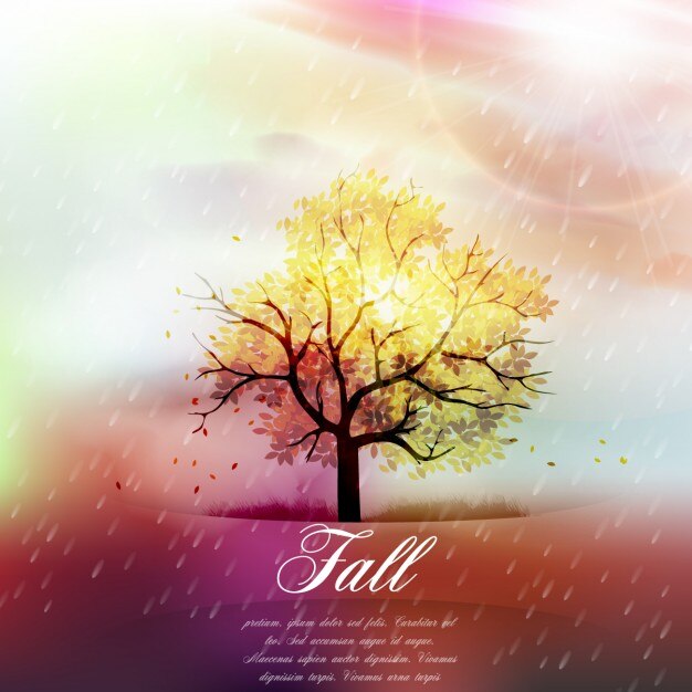 Autumn background, leaf fall and rain