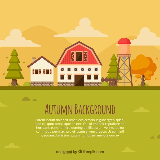 Free Vector autumn background with cool farm