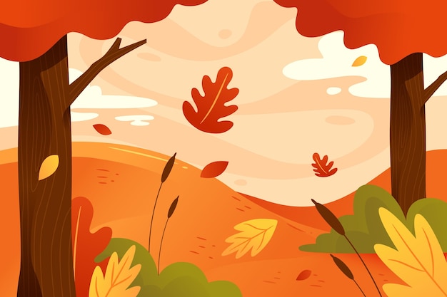 Autumn background with falling leaves