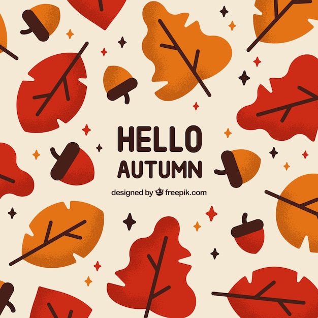 Autumn background with flat leaves