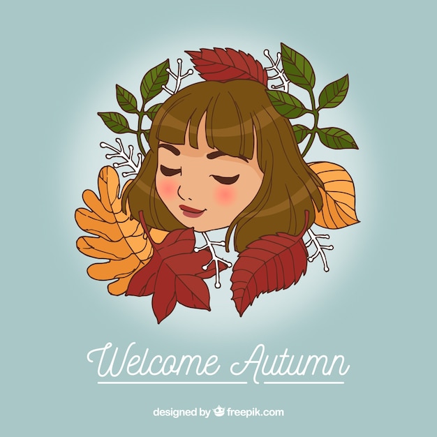 Free Vector autumn background with girl