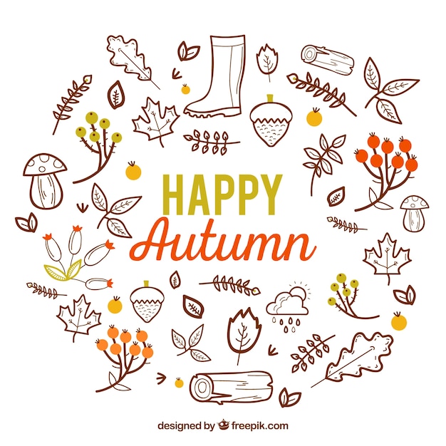 Free vector autumn background with hand-drawn elements