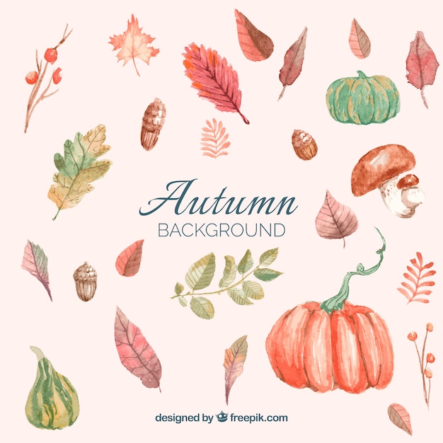 Autumn background with hand drawn elements