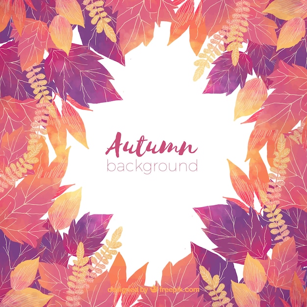 Autumn background with hand drawn leaves 