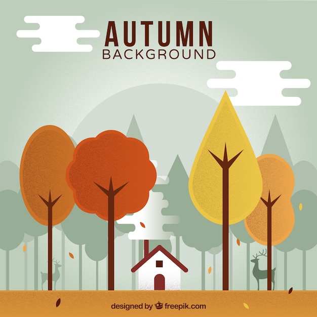 Free Vector autumn background with landscape