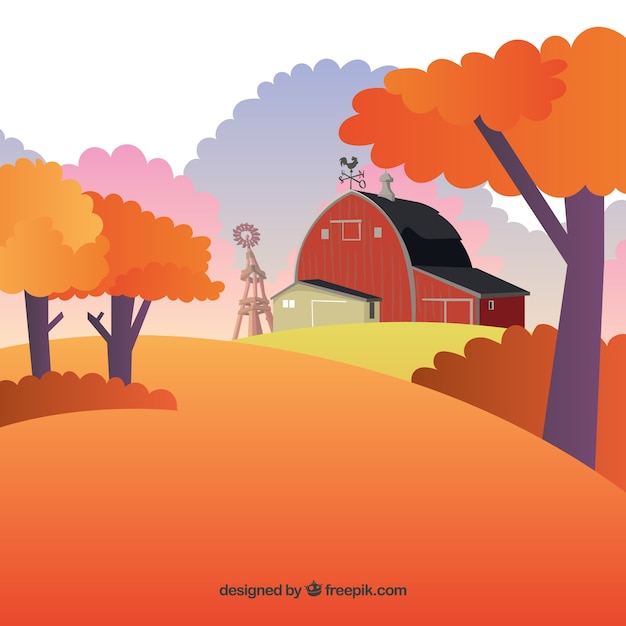 Free Vector autumn background with a oranges trees