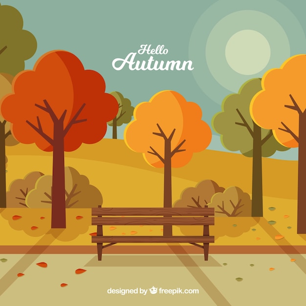 Free vector autumn background with park