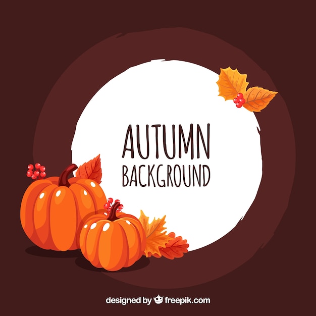 Free Vector autumn background with pumpkins