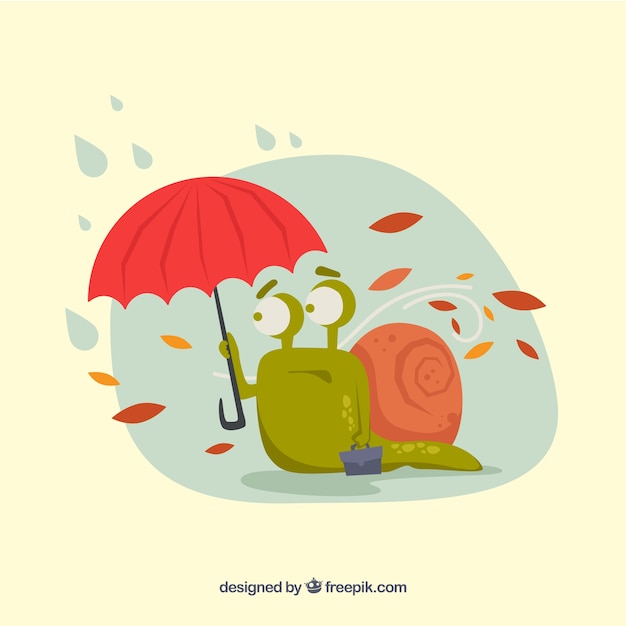 Autumn background with snail