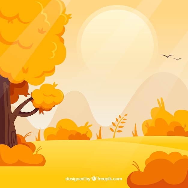 Autumn background with trees and landscape