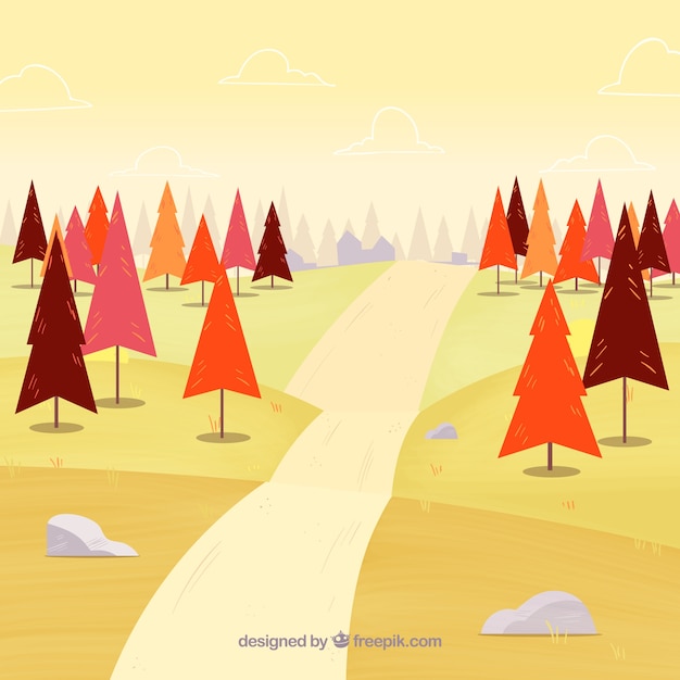 Free Vector  autumn background with trees