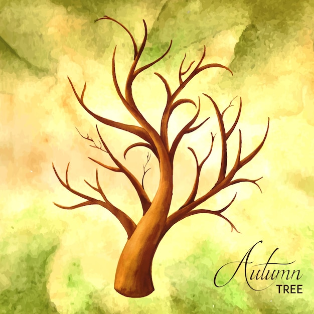 Free Vector autumn backgrounds with watercolor orange, yellow and green leaves