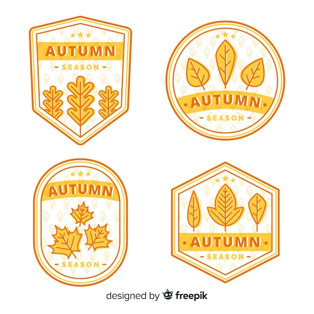 Free Vector autumn badge collection with leaves