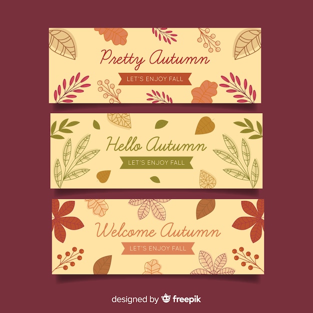 Autumn banners collection flat style