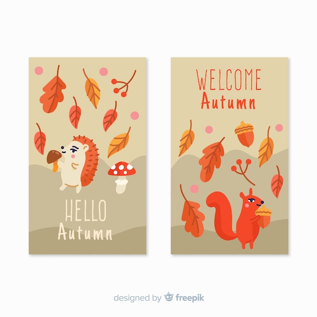 Autumn banners hand drawn style