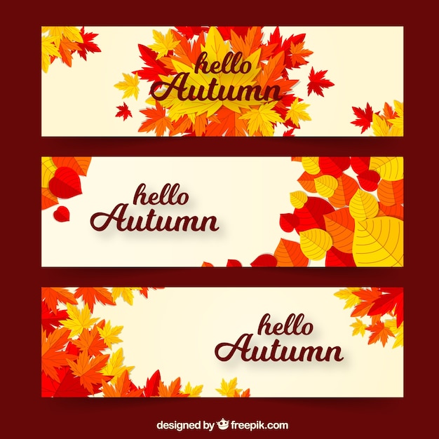 Autumn banners with colorful leaves