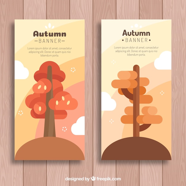 Free Vector autumn banners with flat trees