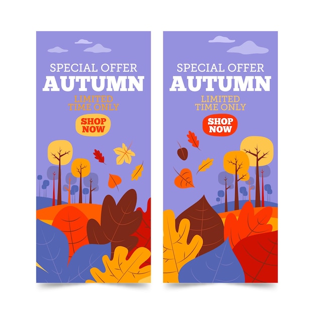 Autumn banners with leaves