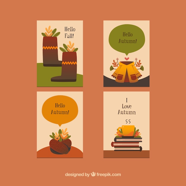 Autumn cards collection with elements