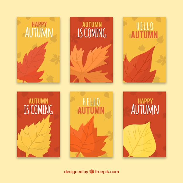 Free Vector autumn cards collection with leaves