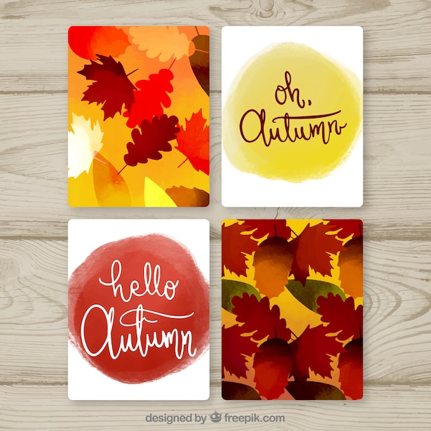 Free Vector autumn cards collection with leaves