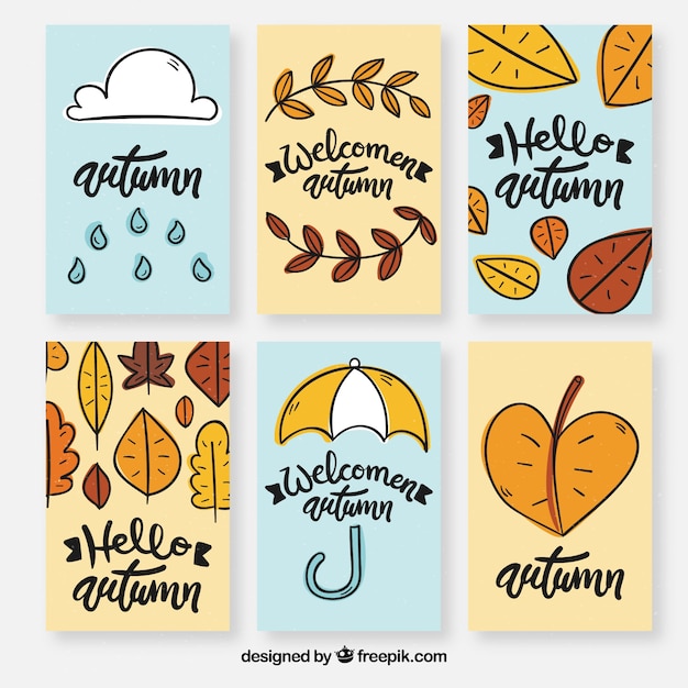 Autumn cards collection with nature