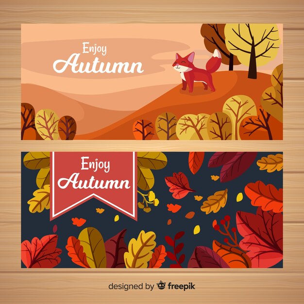 Autumn colorful banners set