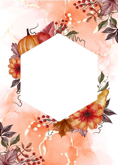 Autumn fall floral background with white space