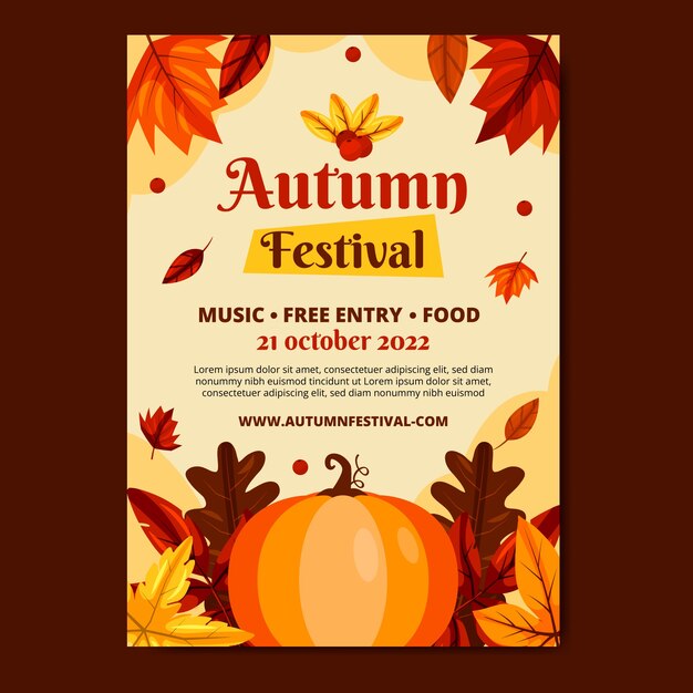 Autumn festival hand drawn flat poster or flyer