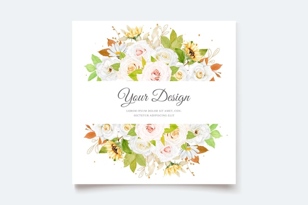 autumn floral border and wreath background design