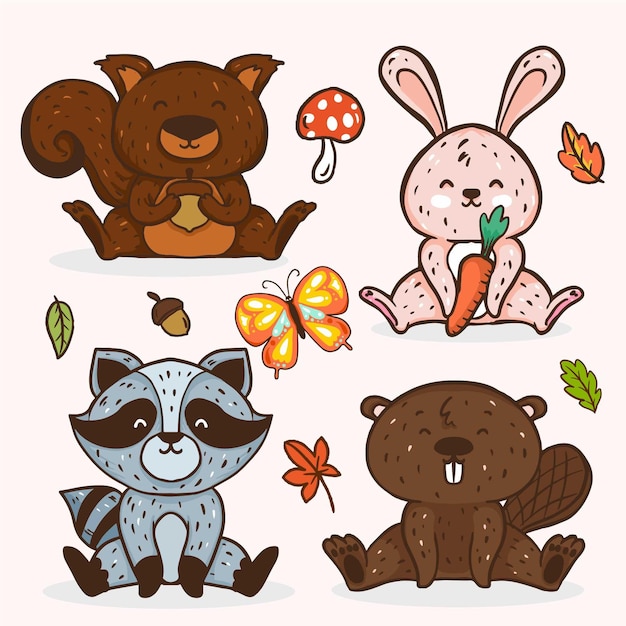 Autumn forest animal collection