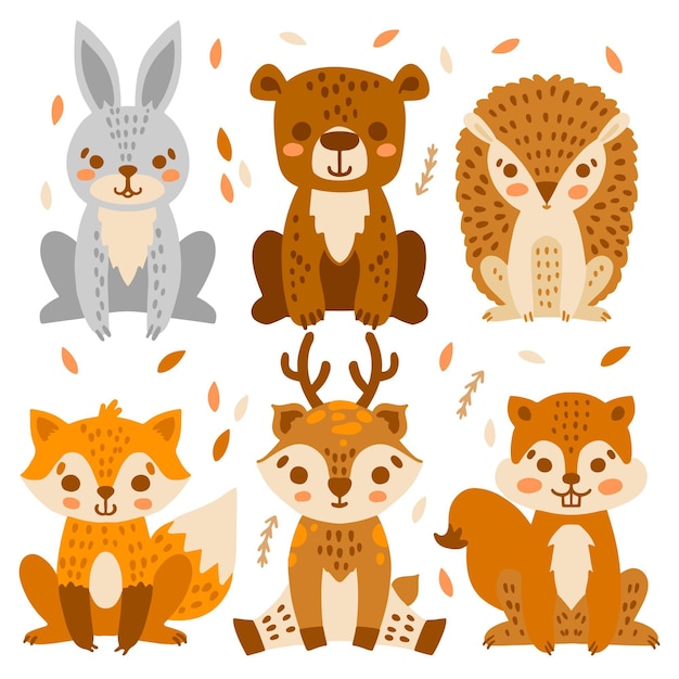 Free vector autumn forest animals collection