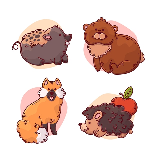 Autumn forest animals drawing